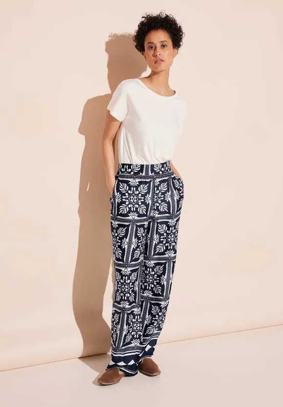 377582- Satin Print Trousers - Street One