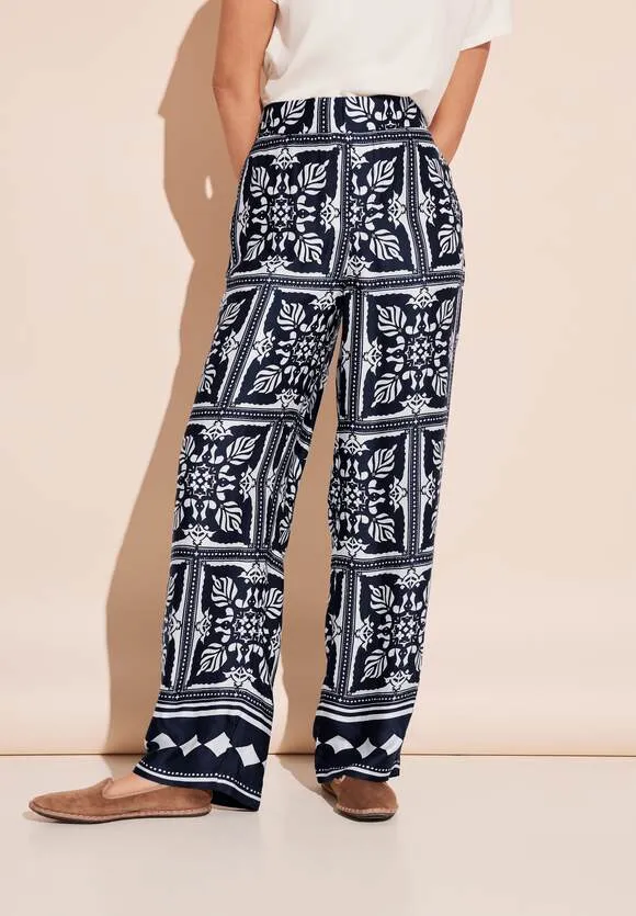 377582- Satin Print Trousers - Street One