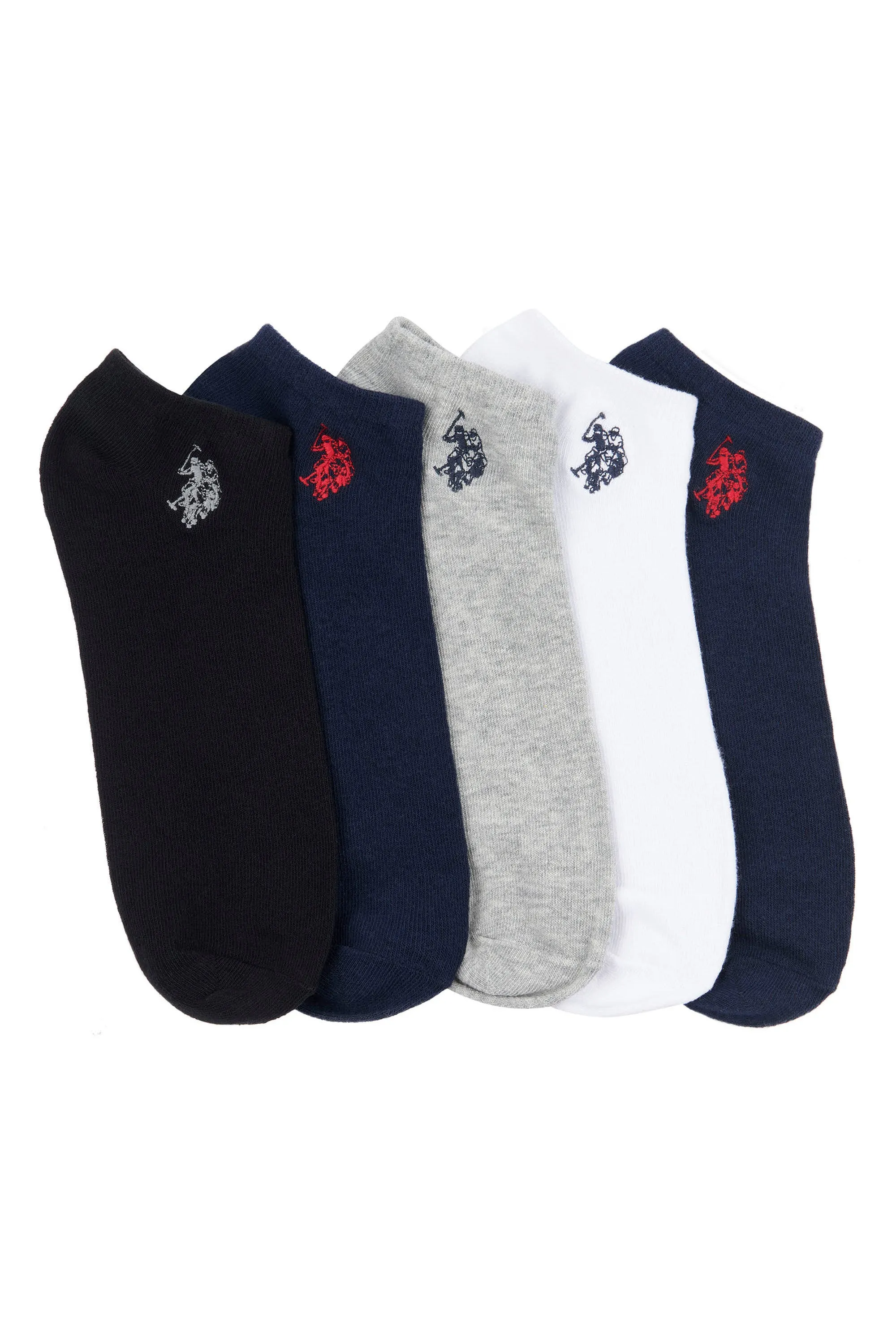 5 Pack Short Sport Socks in Navy Blazer / Haute Red