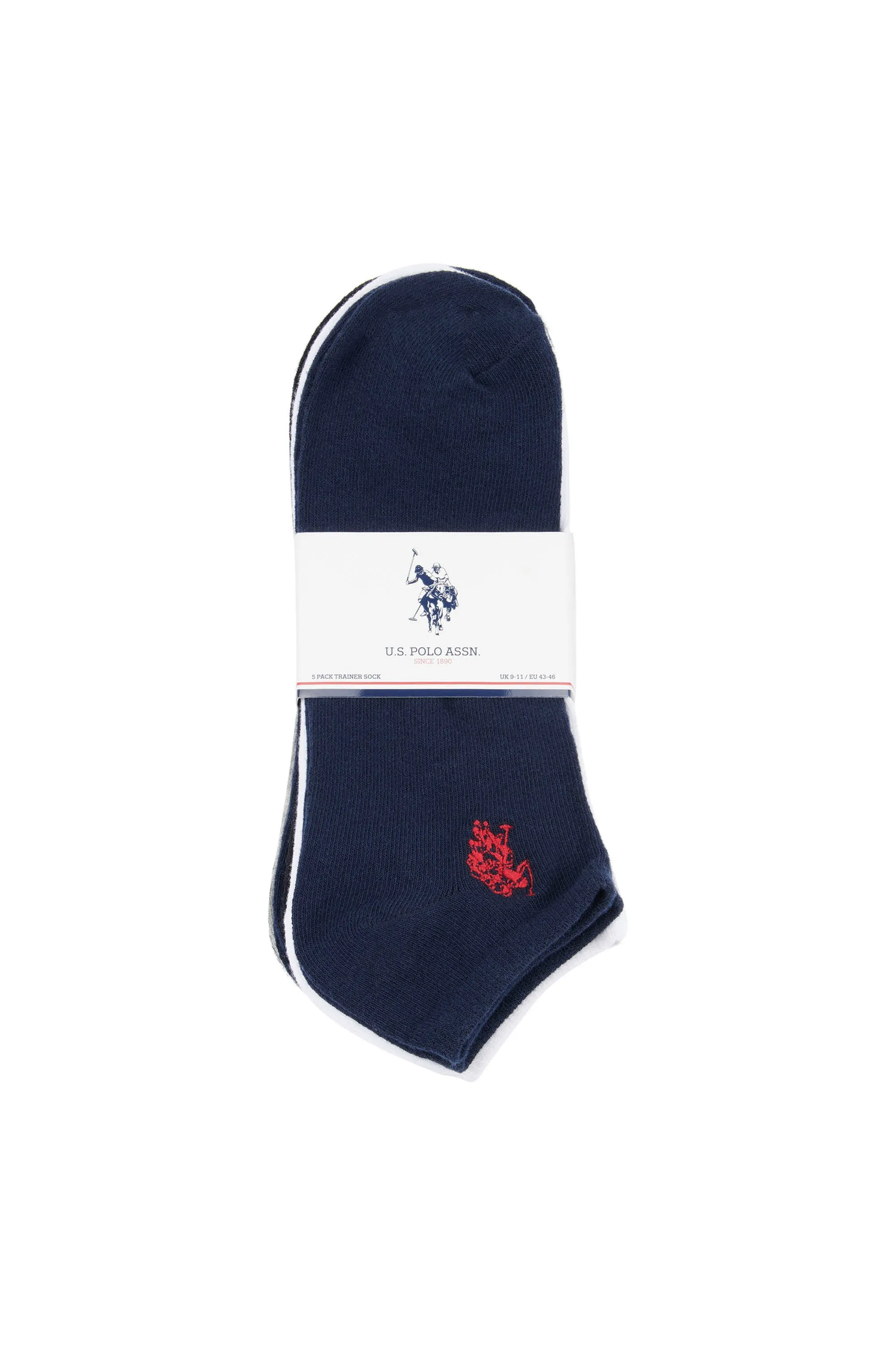 5 Pack Short Sport Socks in Navy Blazer / Haute Red