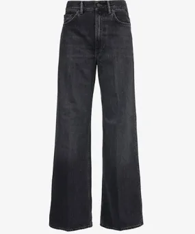 Acne Studios Womens Black 55 faded-wash wide-leg mid-rise denim jeans