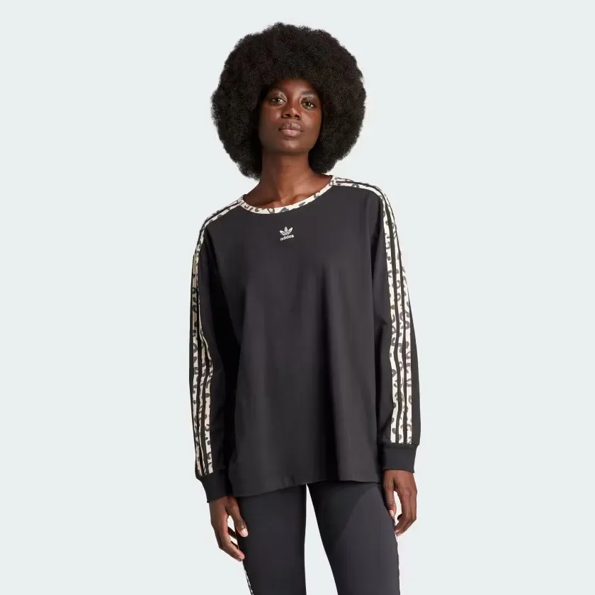 adidas  |adidas Originals Leopard Luxe 3-Stripes Long Sleeve Tee