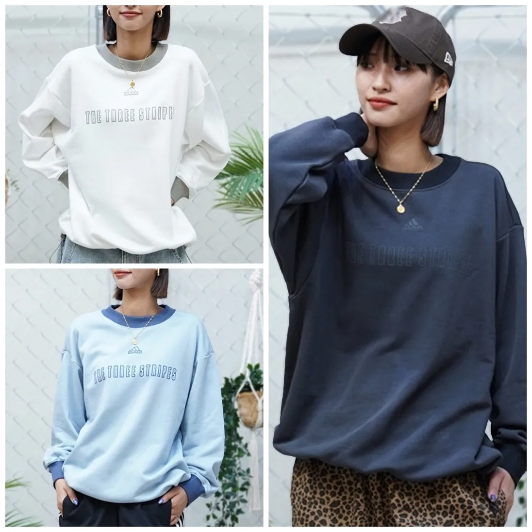 adidas  |Sweat Street Style U-Neck Long Sleeves Oversized