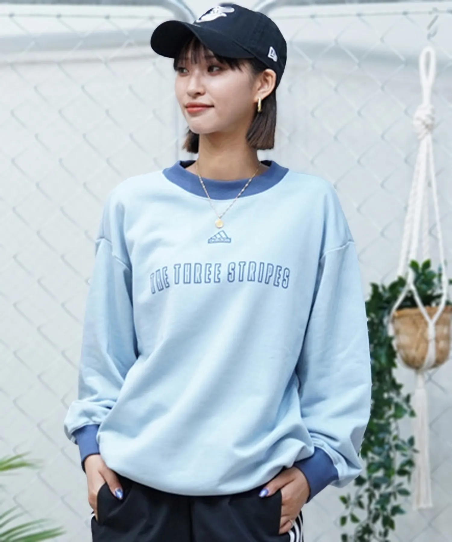 adidas  |Sweat Street Style U-Neck Long Sleeves Oversized