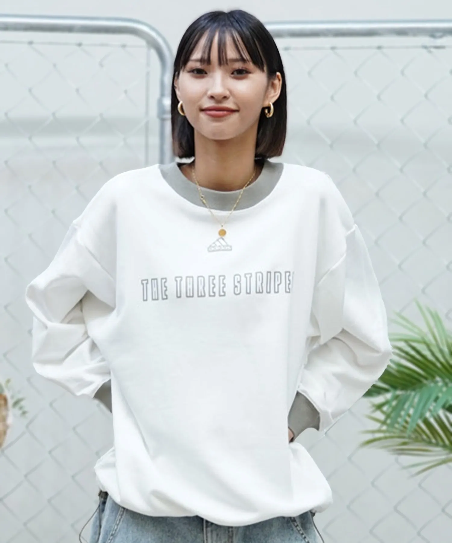 adidas  |Sweat Street Style U-Neck Long Sleeves Oversized