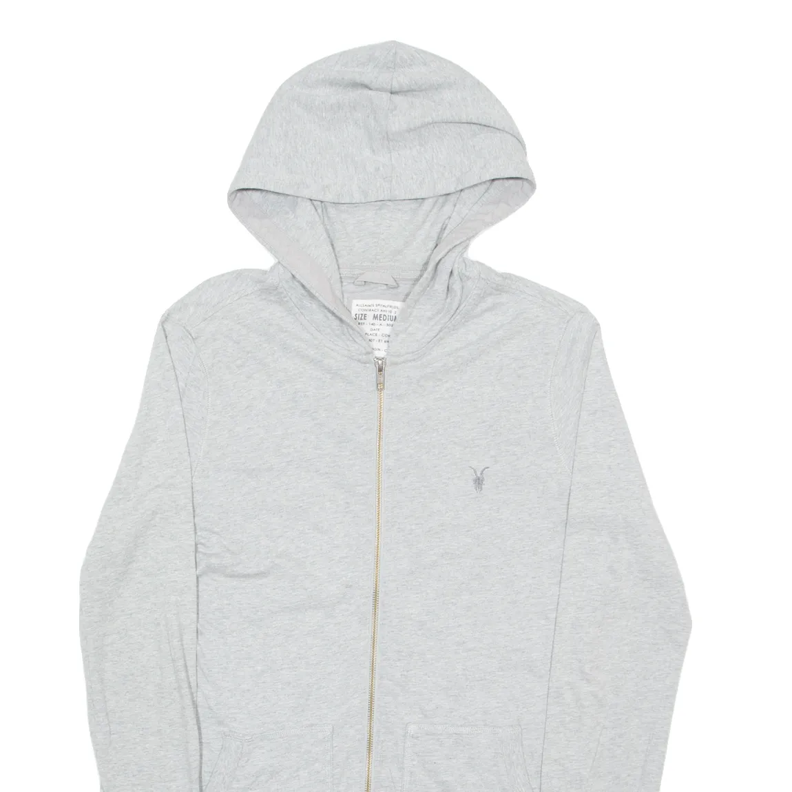 ALL SAINTS Womens Grey Hoodie Full Zip M