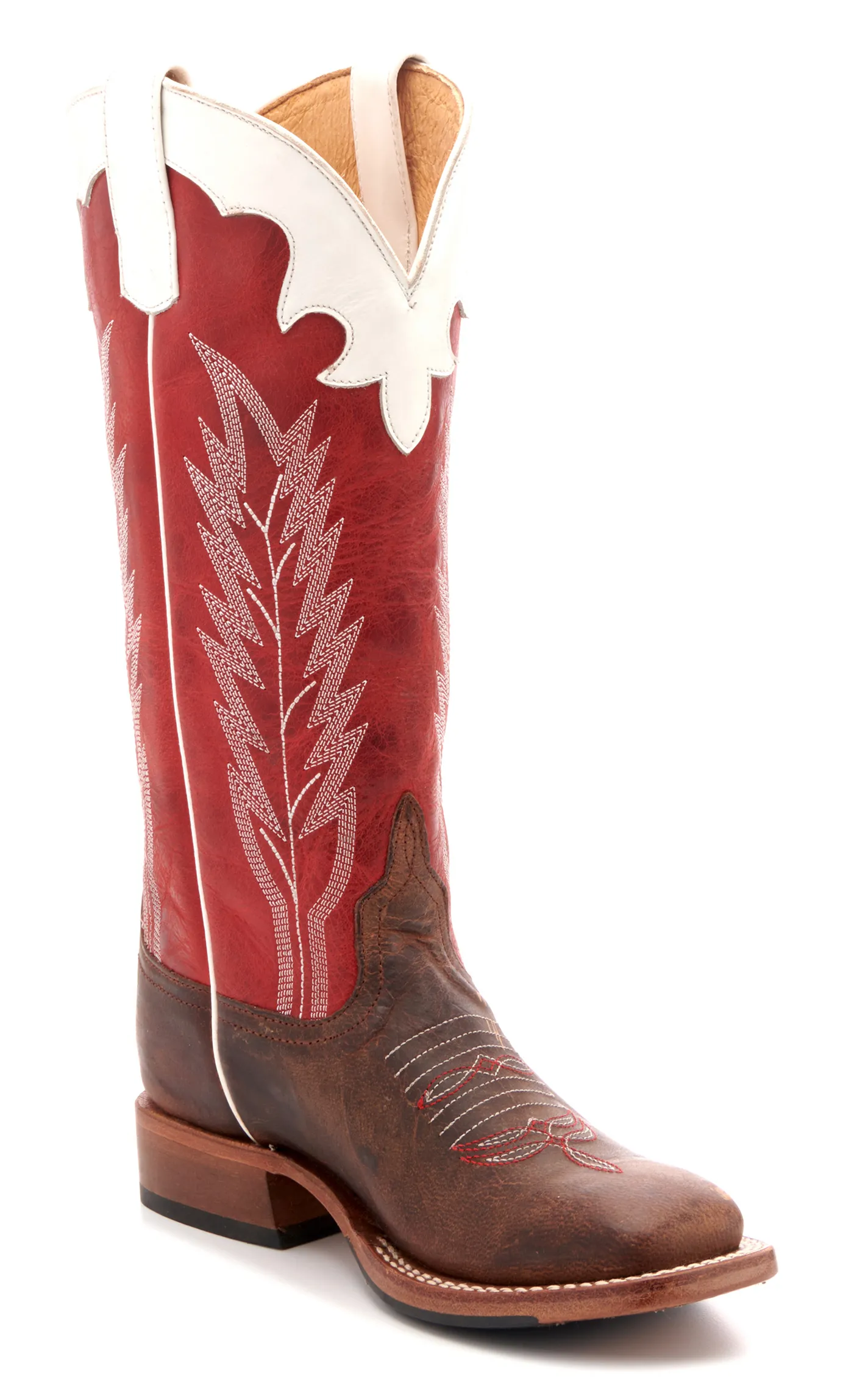 Anderson Bean Youth Brown and Red Square Toe  Tall Cowboy Boots