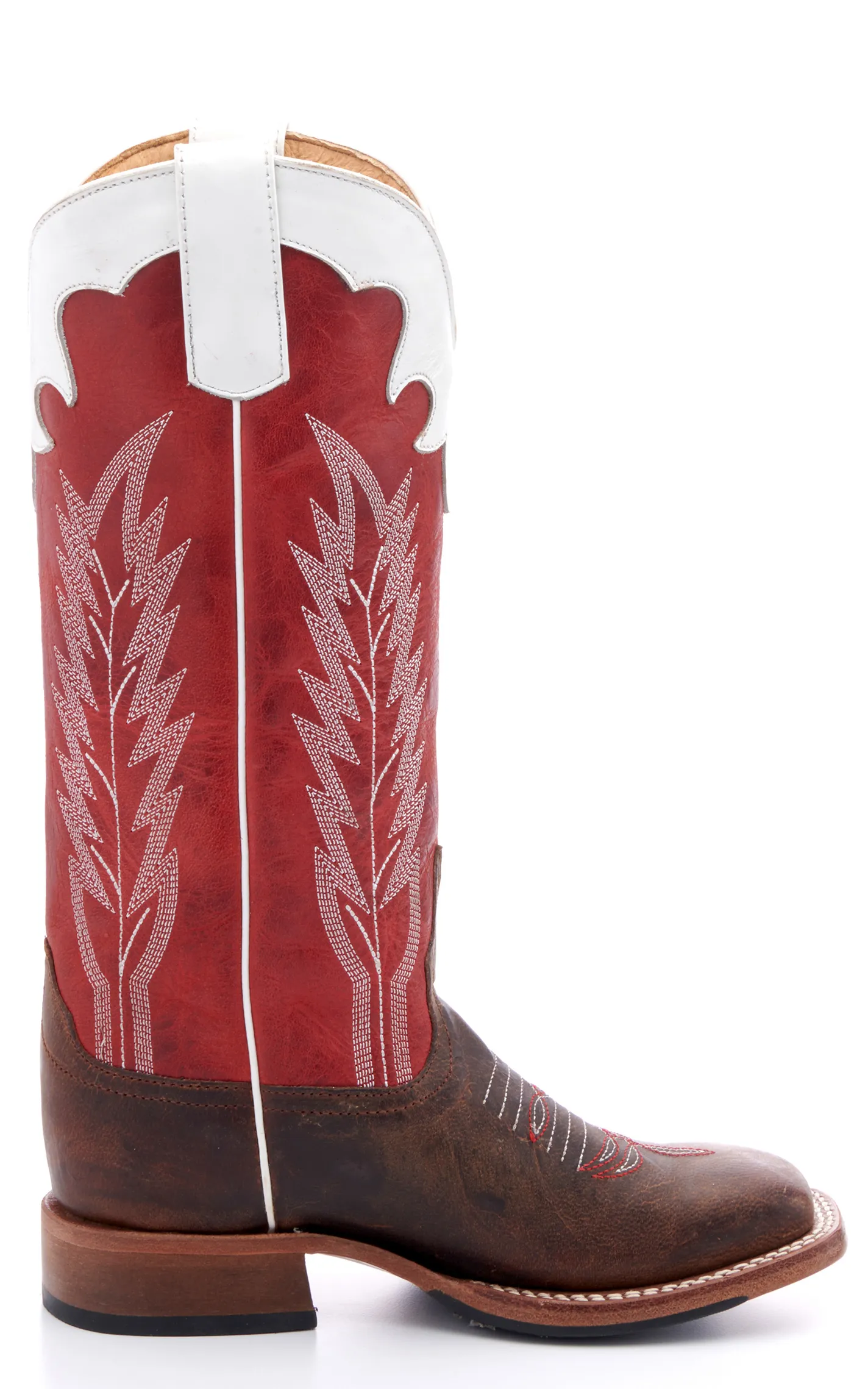 Anderson Bean Youth Brown and Red Square Toe  Tall Cowboy Boots