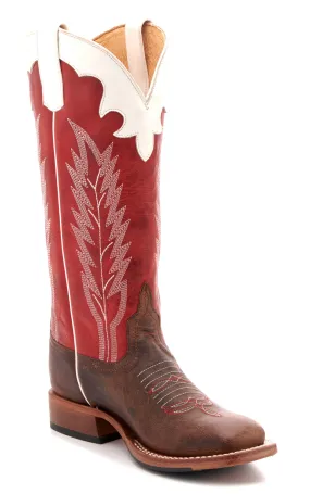 Anderson Bean Youth Brown and Red Square Toe  Tall Cowboy Boots