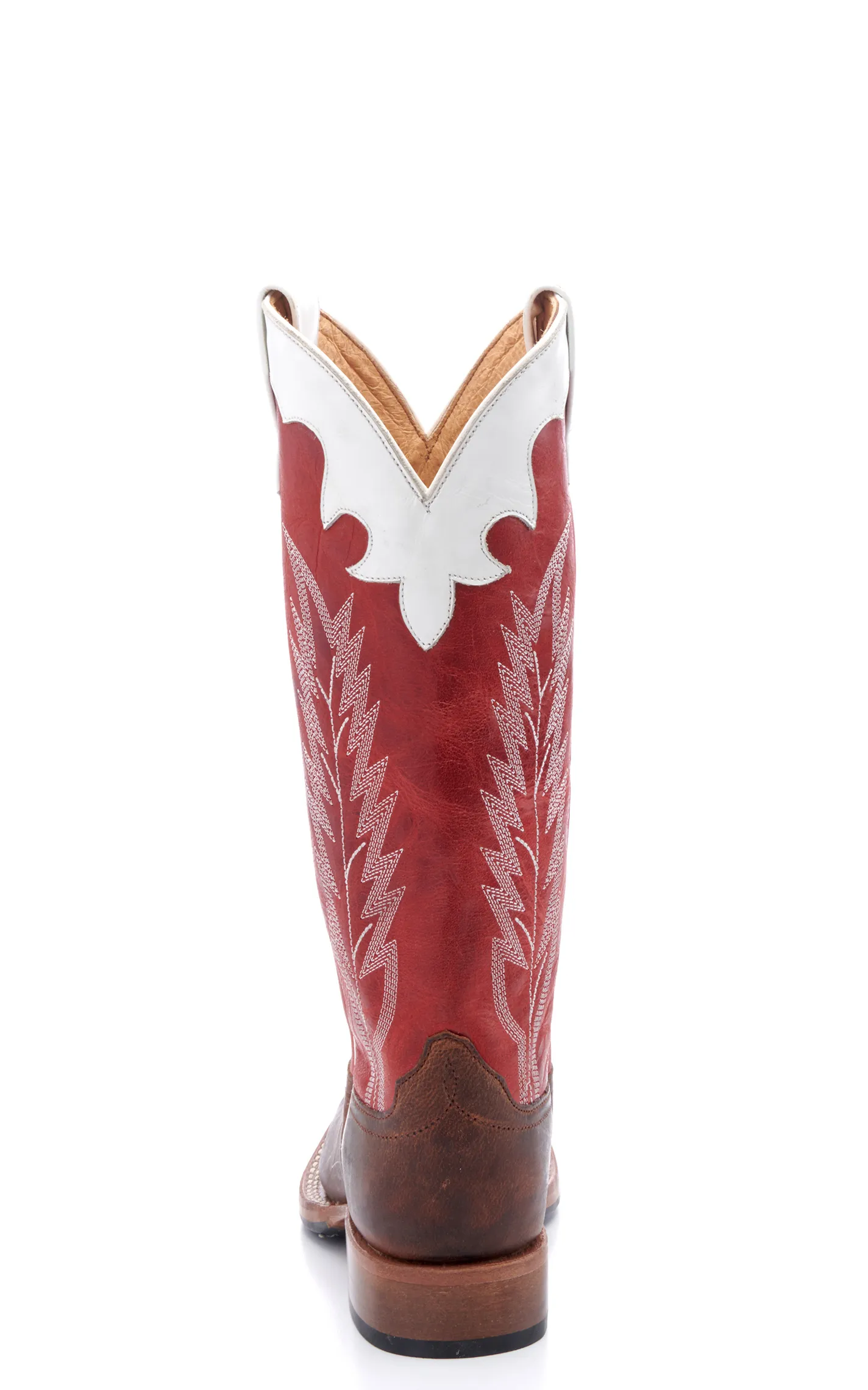 Anderson Bean Youth Brown and Red Square Toe  Tall Cowboy Boots