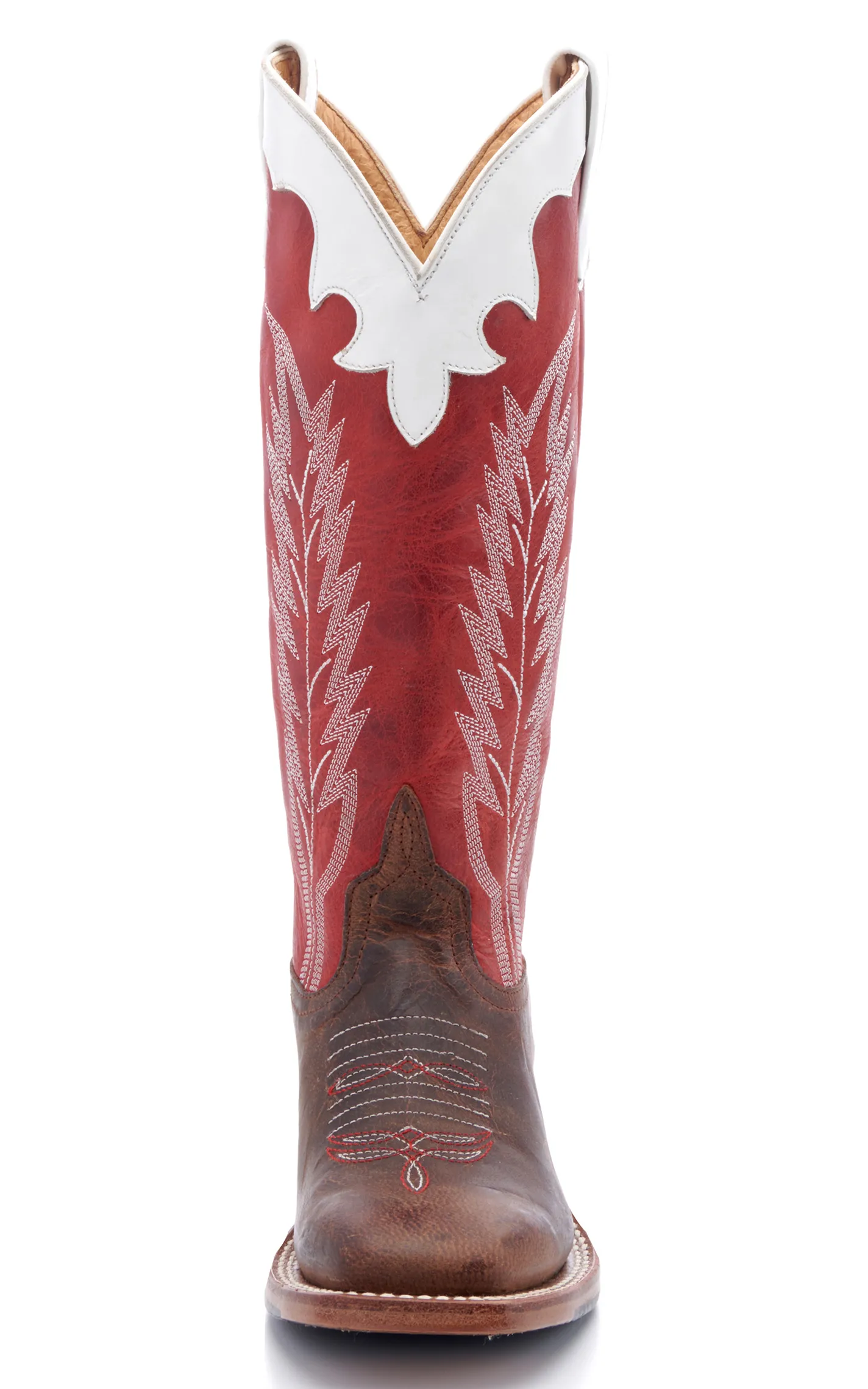 Anderson Bean Youth Brown and Red Square Toe  Tall Cowboy Boots