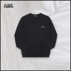 A.P.C.  |Crew Neck Street Style Long Sleeves Plain Cotton Logo