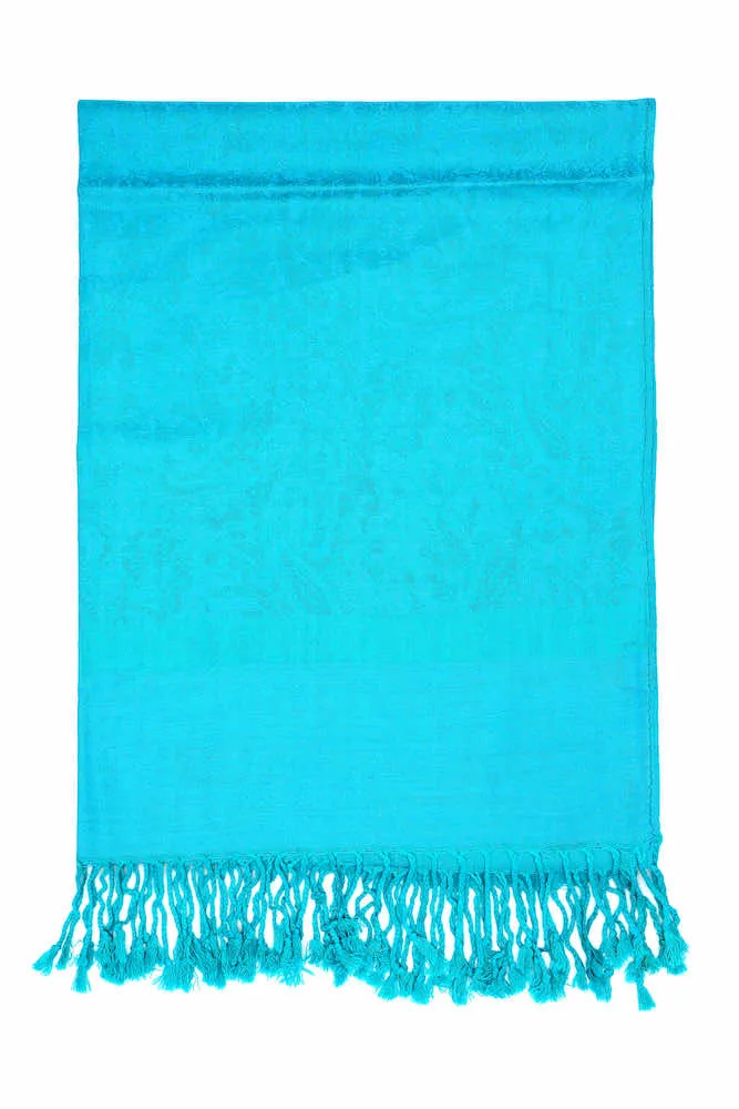 Aqua Blue Paisley Rave Pashmina