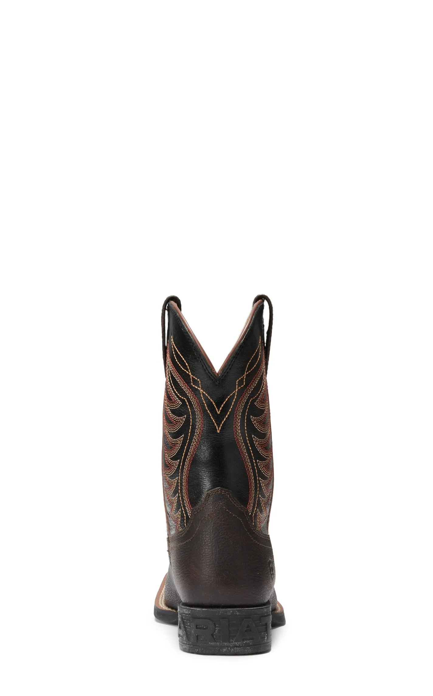 Ariat Youth Amos Stained Brown and Black Wide Square Toe Cowboy Boots