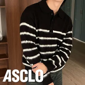 ASCLO  |Pullovers Stripes Unisex Street Style Long Sleeves Oversized