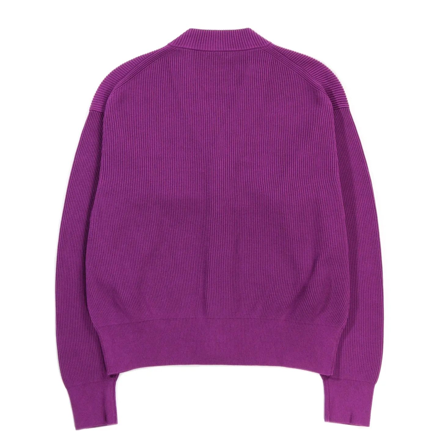 AURALEE SUPER HARD TWIST RIB KNIT CARDIGAN PURPLE