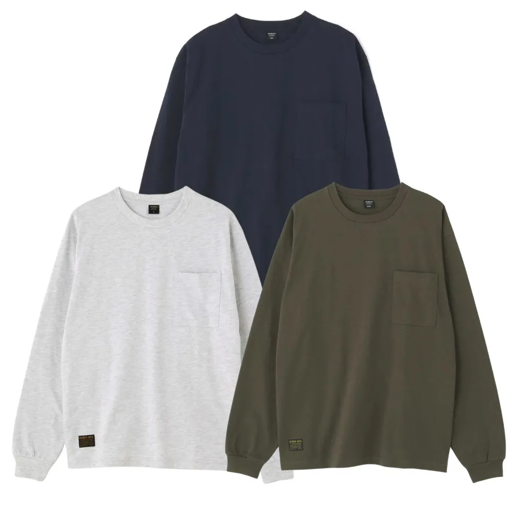 AVIREX  |Street Style U-Neck Collaboration Long Sleeves Plain Cotton