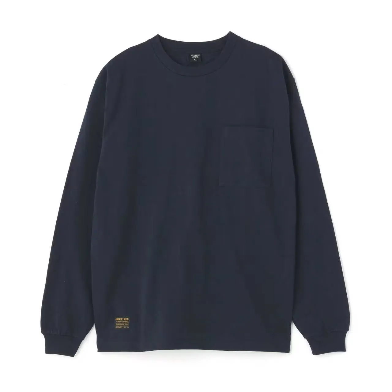 AVIREX  |Street Style U-Neck Collaboration Long Sleeves Plain Cotton