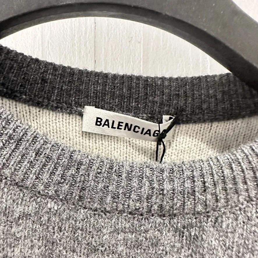 BALENCIAGA  |Casual Style Wool U-Neck Long Sleeves Puff Sleeves Logo