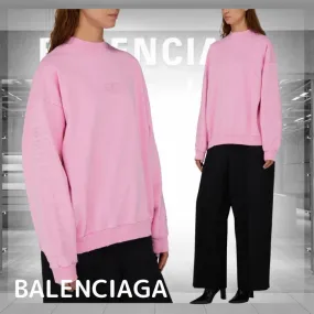 BALENCIAGA  |Crew Neck Unisex Rib Street Style Long Sleeves Plain Cotton