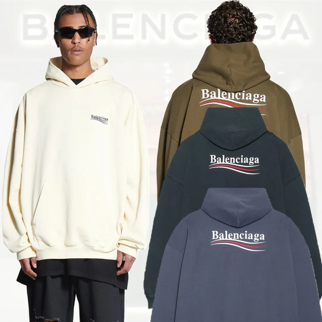 BALENCIAGA  |Men's political campaign hoodie large fit  in grey