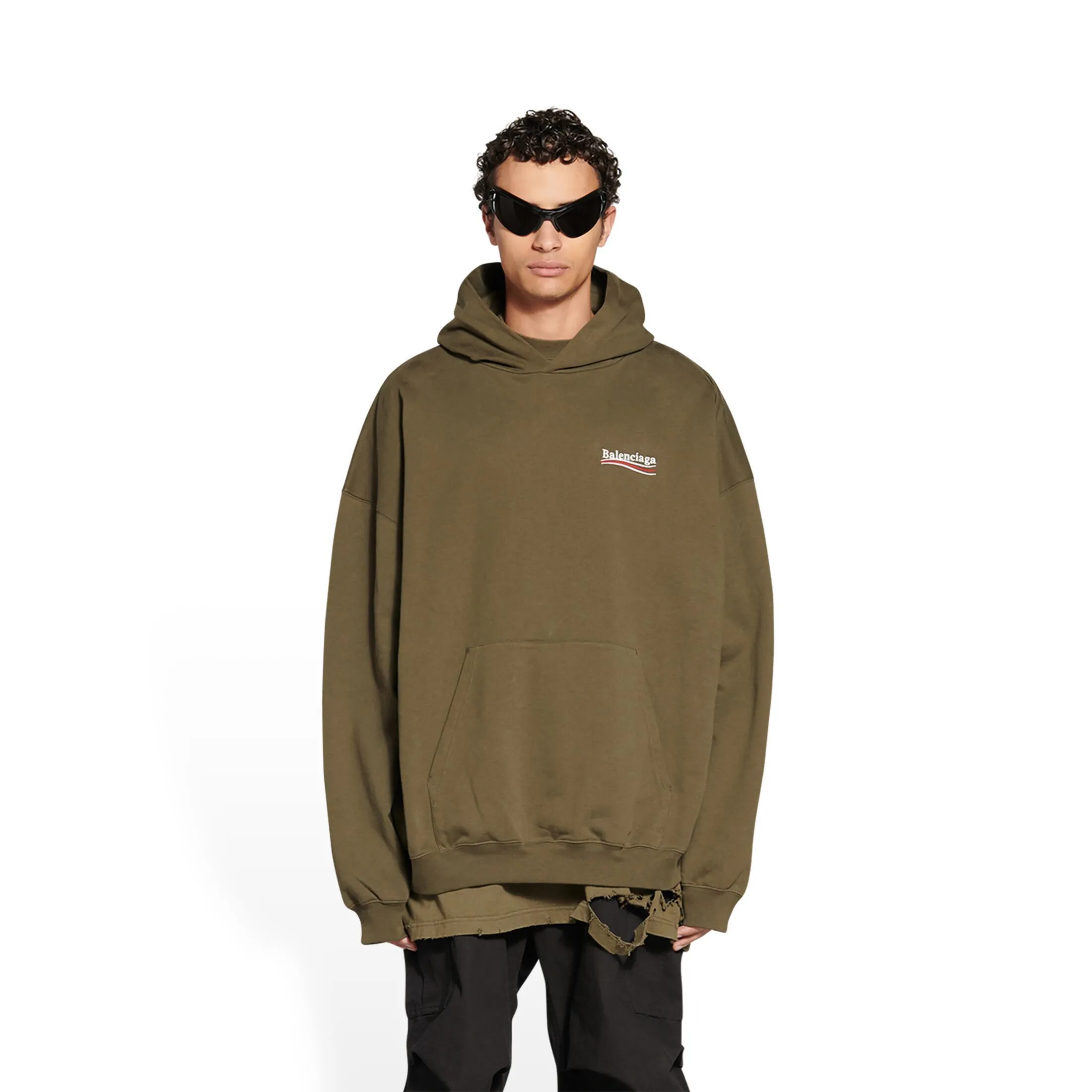 BALENCIAGA  |Men's political campaign hoodie large fit  in grey