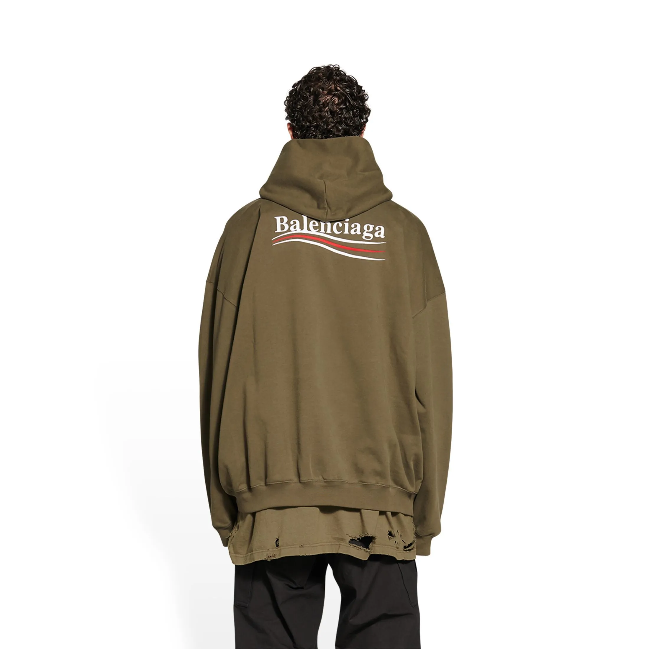 BALENCIAGA  |Men's political campaign hoodie large fit  in grey