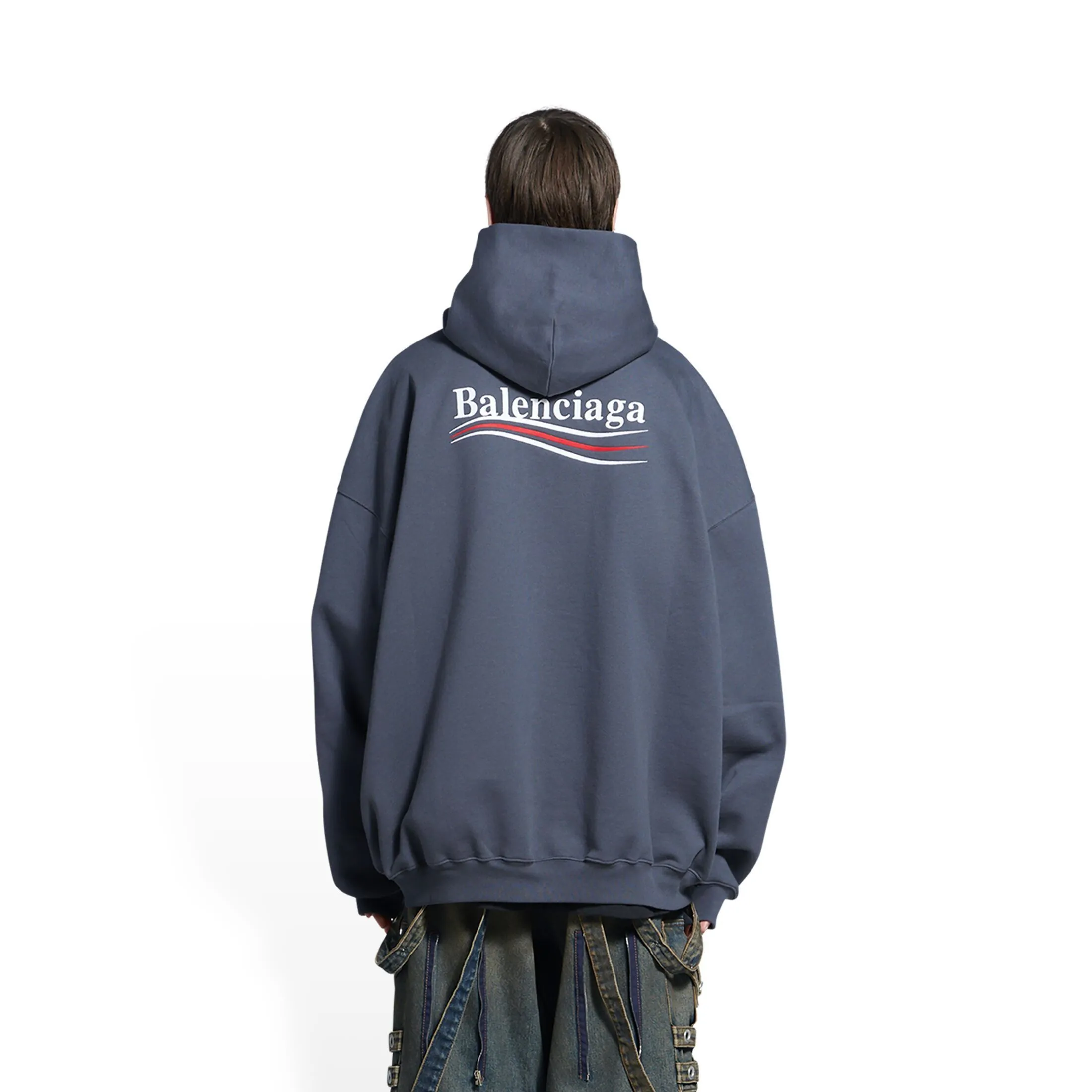 BALENCIAGA  |Men's political campaign hoodie large fit  in grey