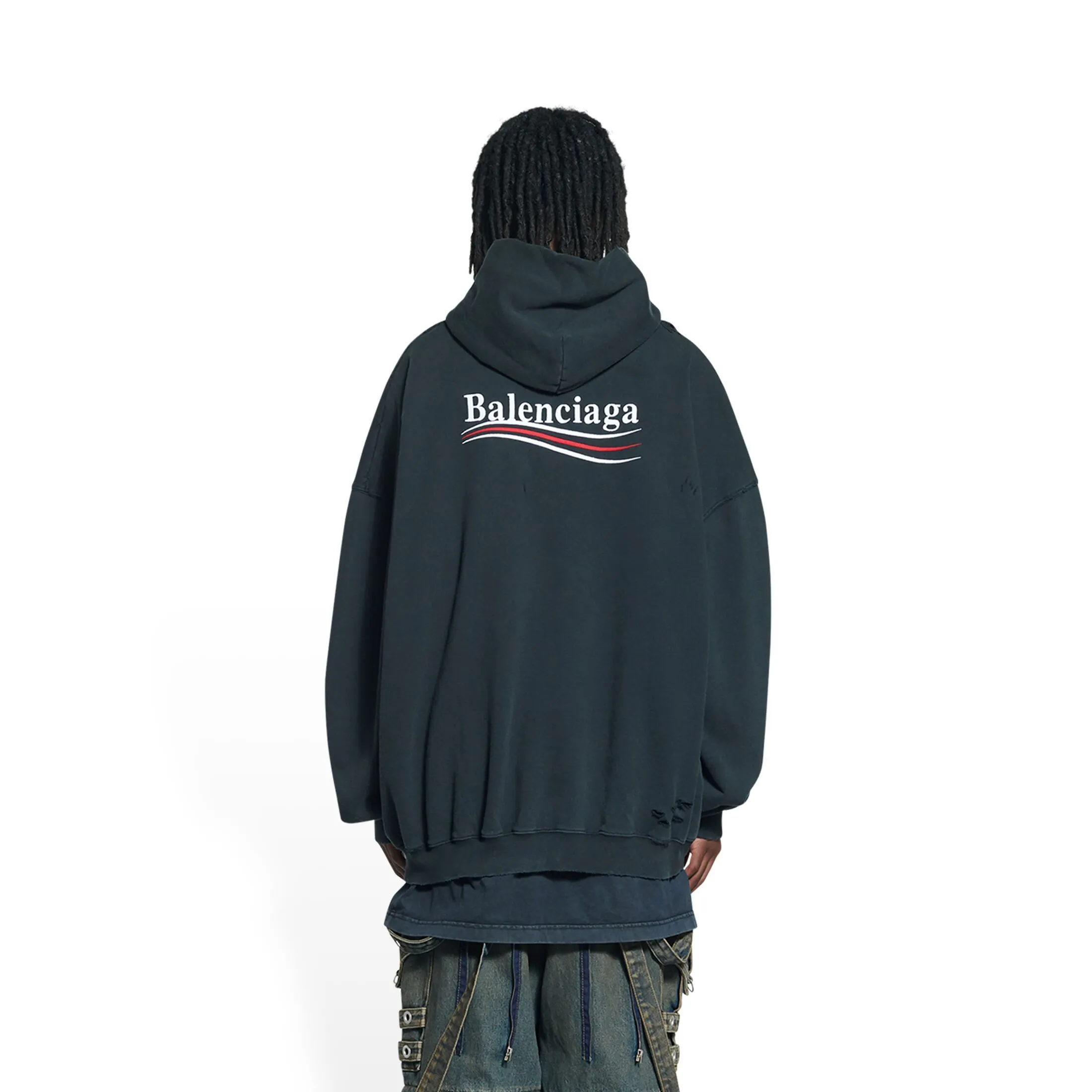 BALENCIAGA  |Men's political campaign hoodie large fit  in grey