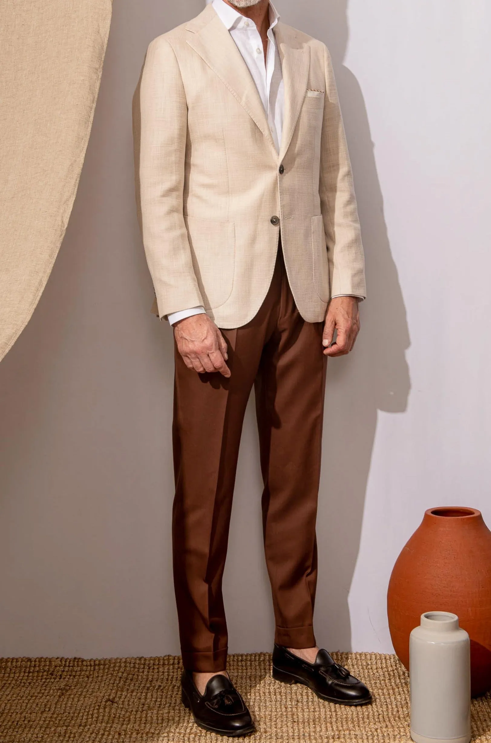 Beige jacket in Loro Piana fabric - Made in Italy