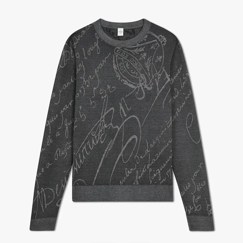 Berluti  |Crew Neck Pullovers Cashmere Street Style Long Sleeves Logo