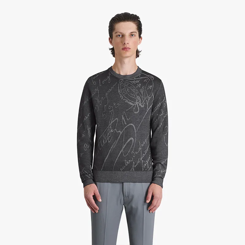 Berluti  |Crew Neck Pullovers Cashmere Street Style Long Sleeves Logo