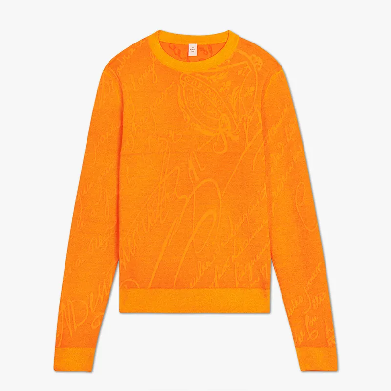 Berluti  |Crew Neck Pullovers Cashmere Street Style Long Sleeves Logo