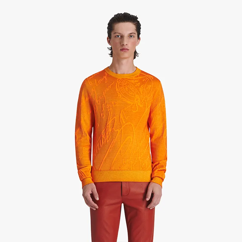 Berluti  |Crew Neck Pullovers Cashmere Street Style Long Sleeves Logo