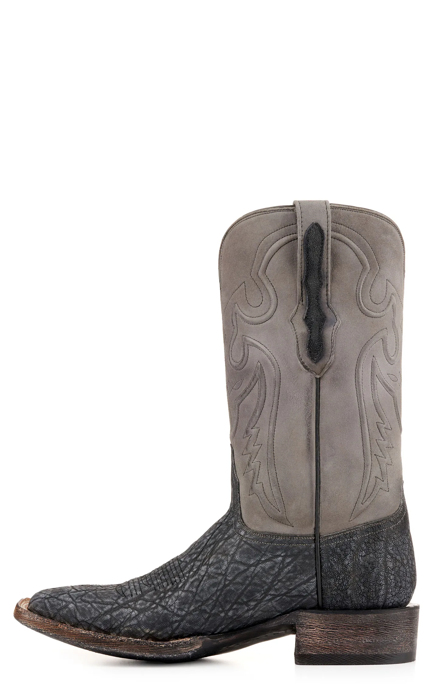 Black Jack Men's Burnished and Safari Grey Elephant Square Toe Exotic Cowboy Boots