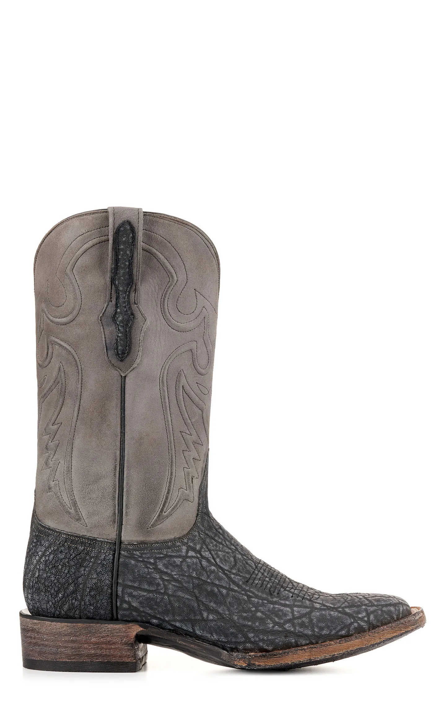 Black Jack Men's Burnished and Safari Grey Elephant Square Toe Exotic Cowboy Boots