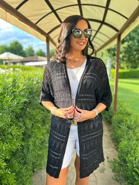 Black Patterned Crochet Cardigan Julie