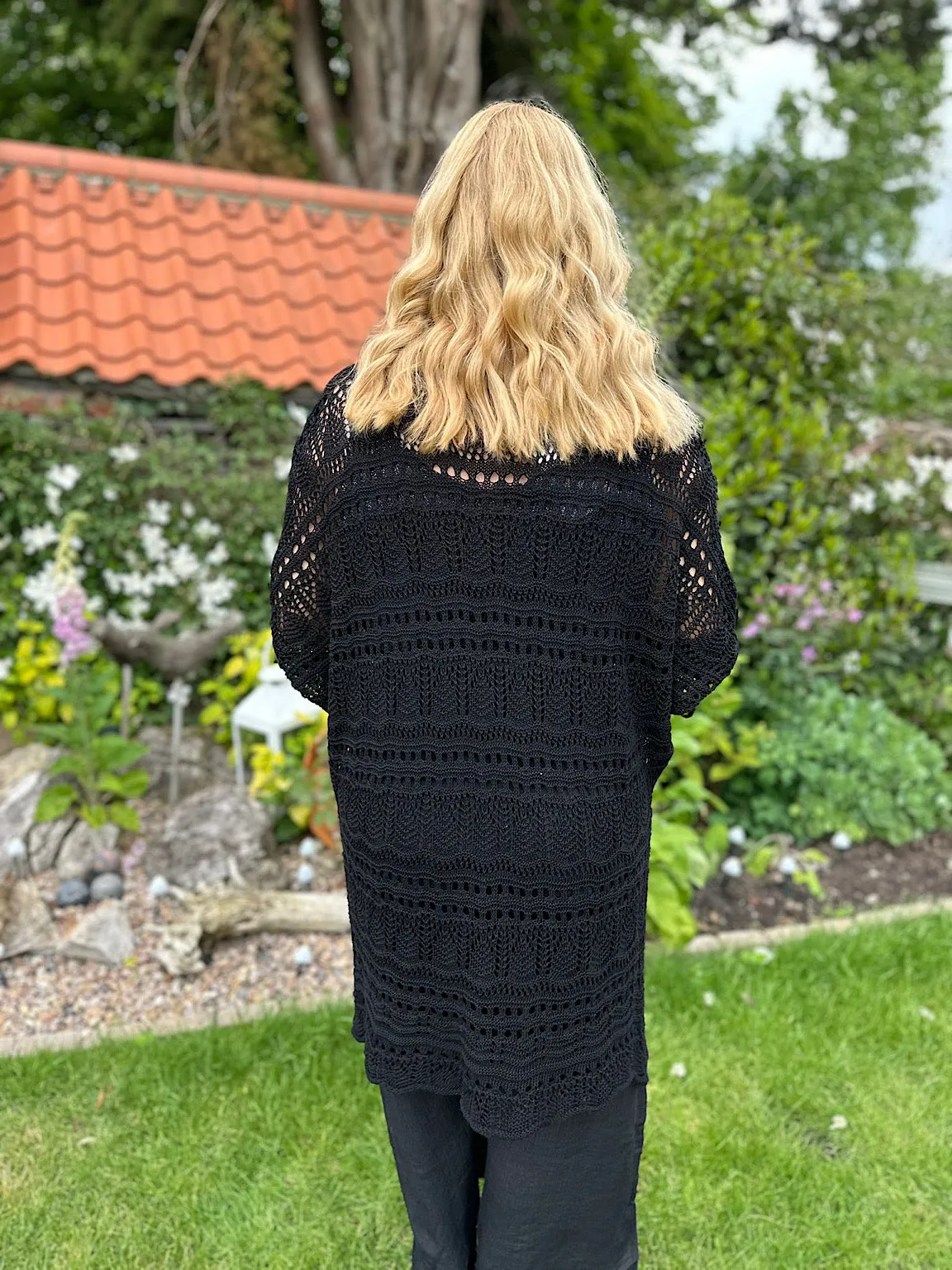 Black Patterned Crochet Cardigan Julie