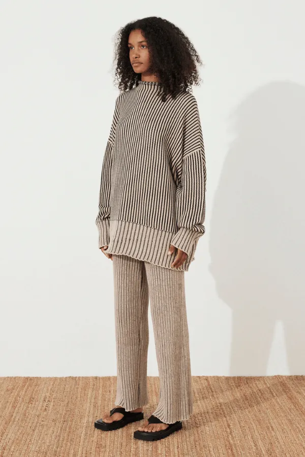 Black Stripe Chunky Knit Pant