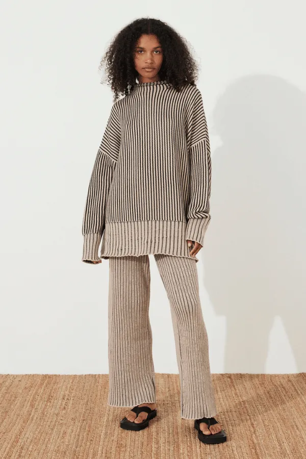 Black Stripe Chunky Knit Pant