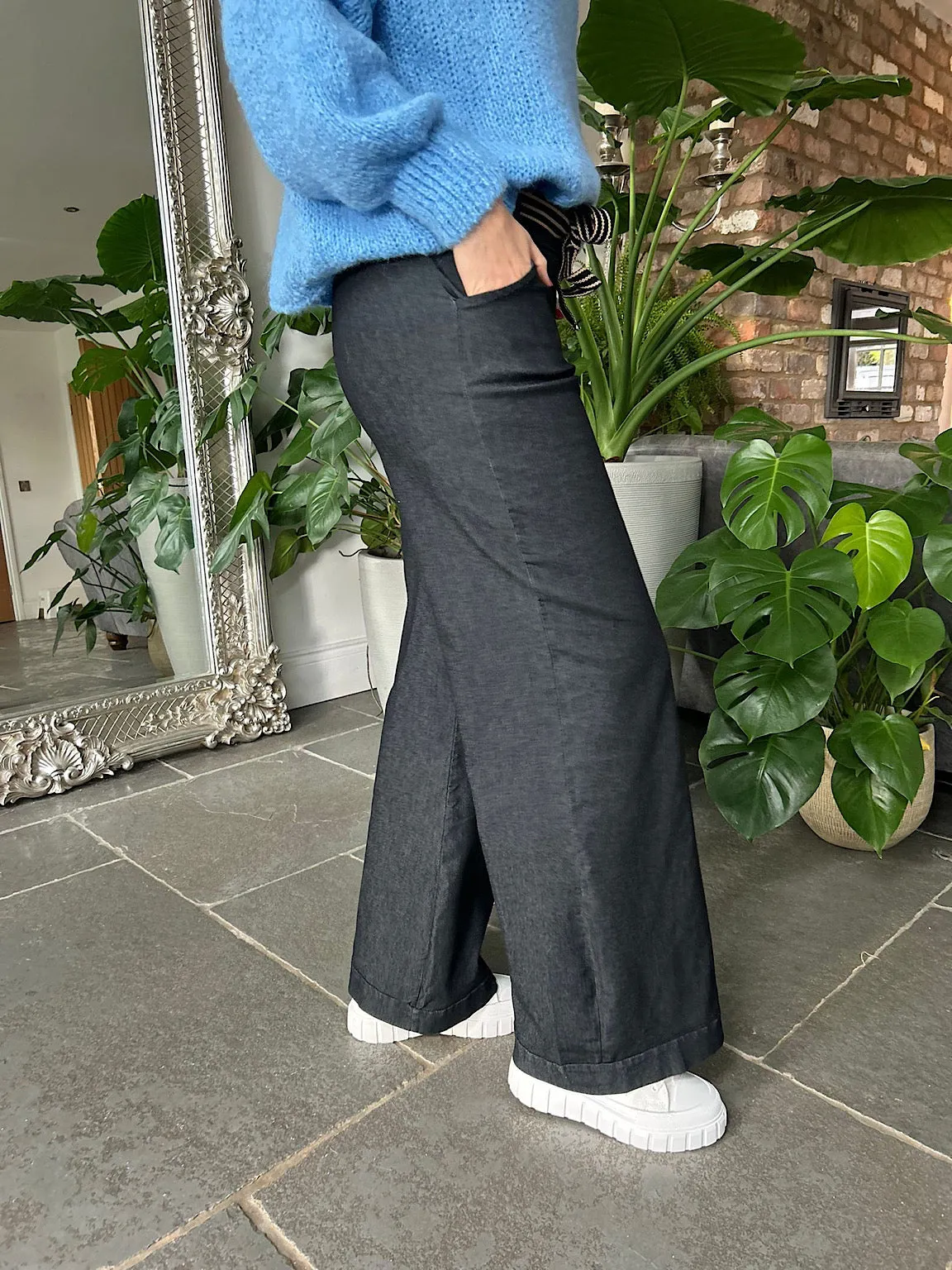 Black Wide Leg Comfort Fit Trousers