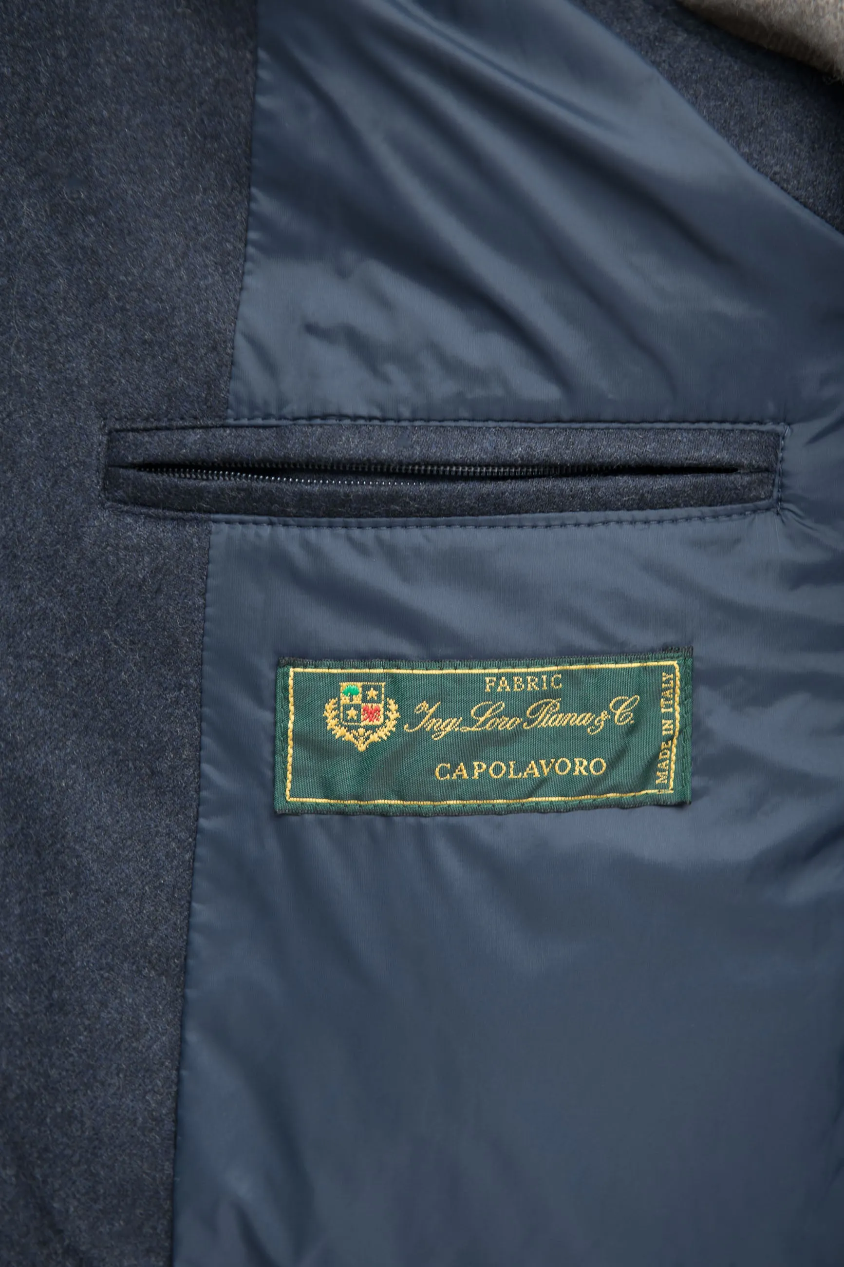 Blue down vest in Loro Piana wool – Made in Italy