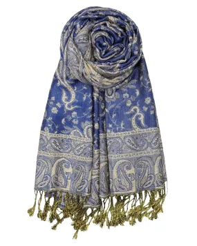 Blue Reversible Paisley Rave Pashmina