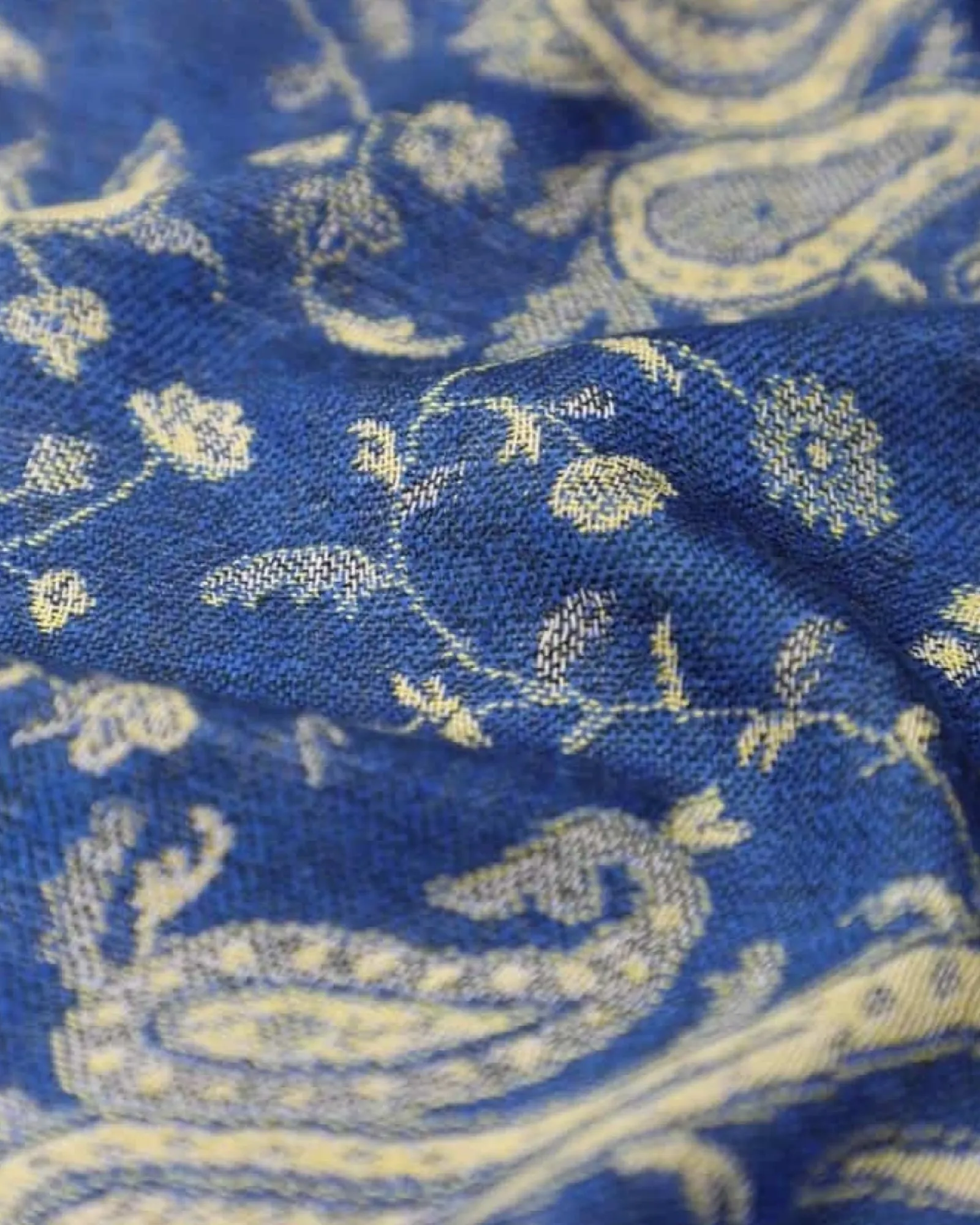 Blue Reversible Paisley Rave Pashmina