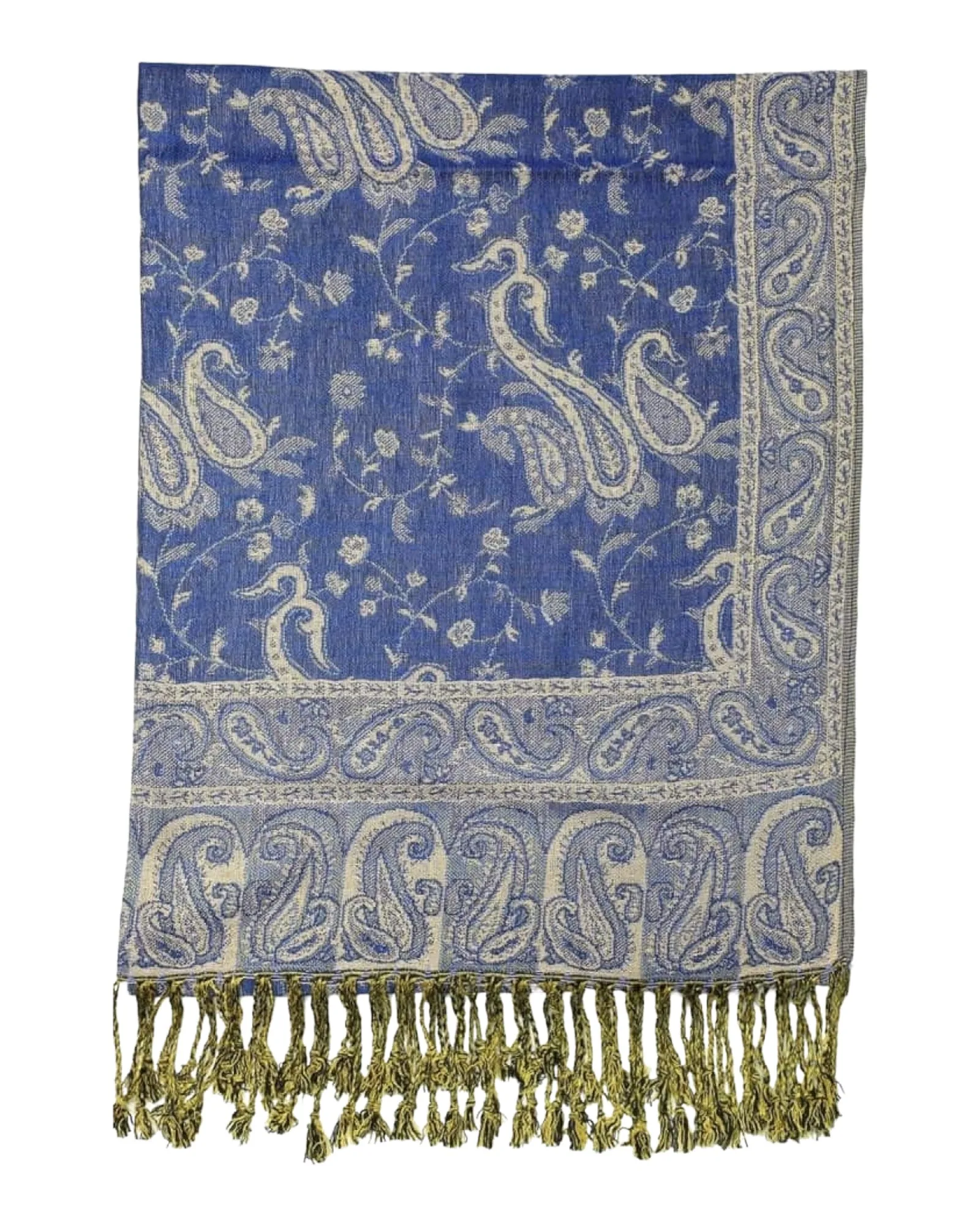 Blue Reversible Paisley Rave Pashmina