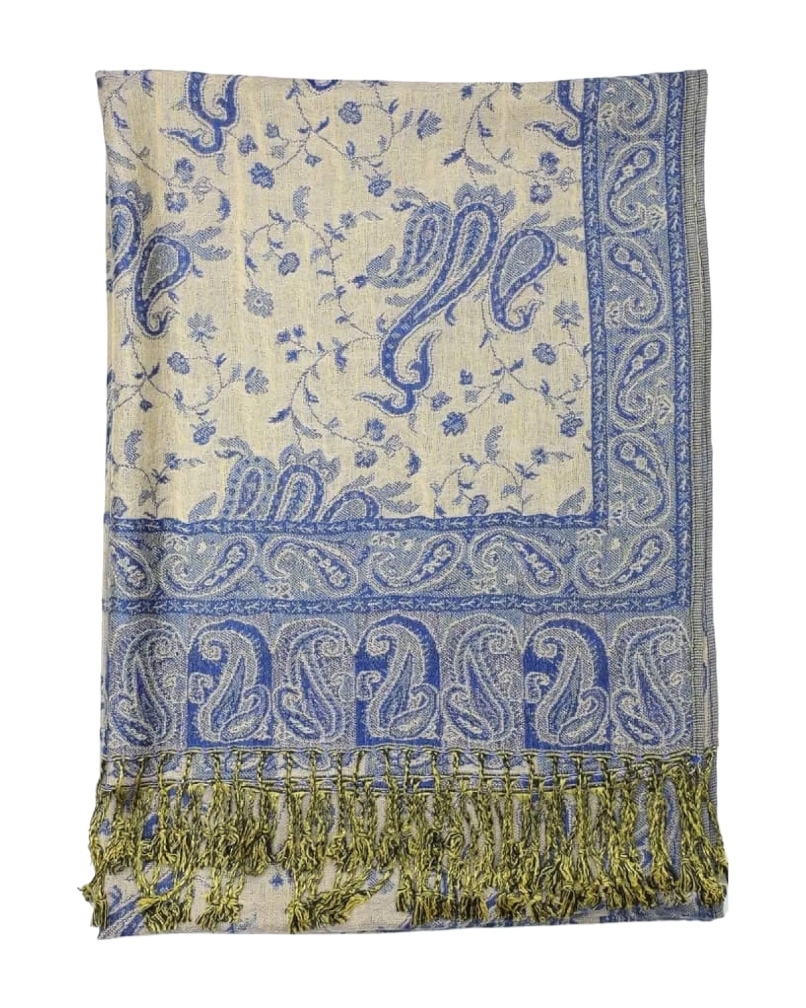 Blue Reversible Paisley Rave Pashmina