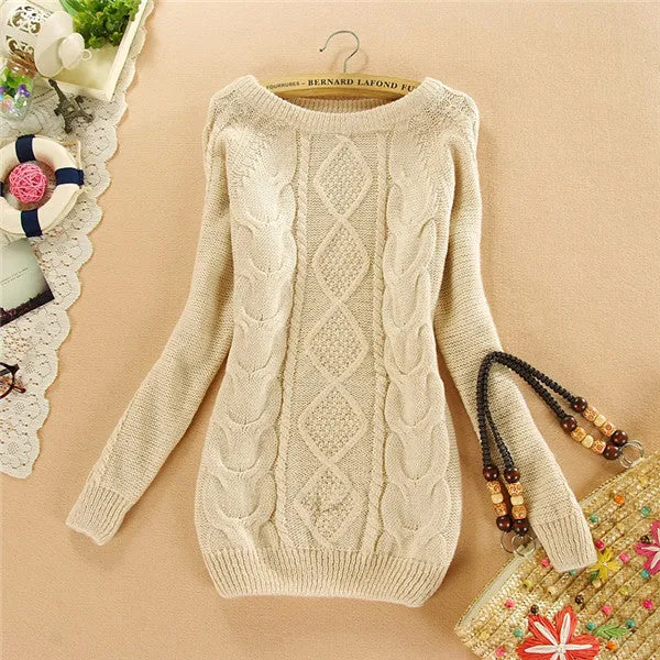 Brand New Autumn Winter Female Mohair Sweater Plus Size Knitted Long Sleeve O-neck Pullovers Hot  70077 GS