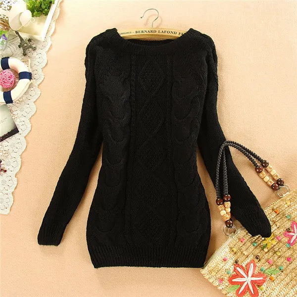 Brand New Autumn Winter Female Mohair Sweater Plus Size Knitted Long Sleeve O-neck Pullovers Hot  70077 GS