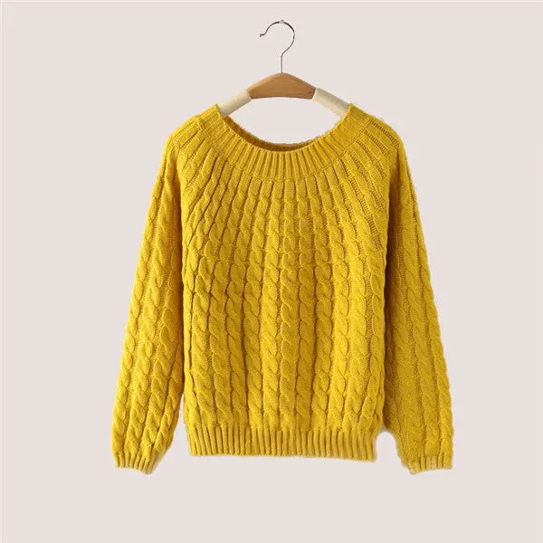 Brand New Autumn Winter Female Mohair Sweater Plus Size Knitted Long Sleeve O-neck Pullovers Hot  70077 GS