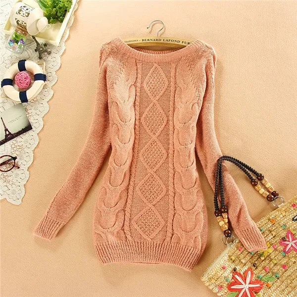 Brand New Autumn Winter Female Mohair Sweater Plus Size Knitted Long Sleeve O-neck Pullovers Hot  70077 GS